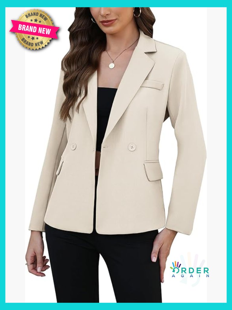 Business Casual Blazer Open Front Long Sleeve Solid Jacket Office Work Suit